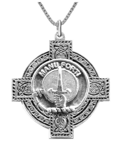 Mackay Clan Badge Celtic Cross Sterling Silver Clan Crest Pendant