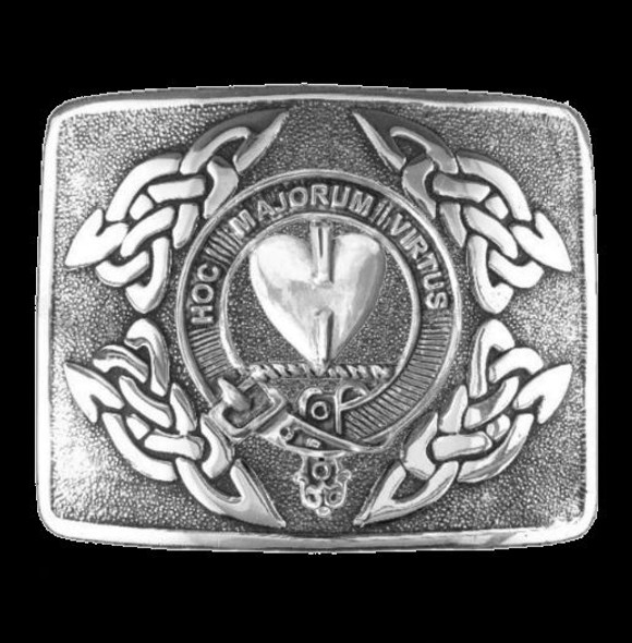 Logan Clan Badge Interlace Mens Sterling Silver Kilt Belt Buckle