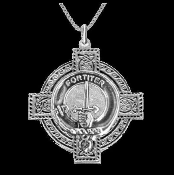 MacAlister Clan Badge Celtic Cross Sterling Silver Clan Crest Pendant