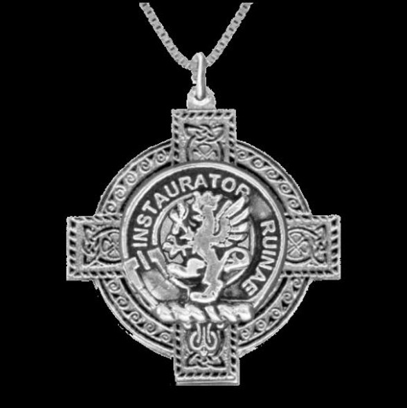 Forsyth Clan Badge Celtic Cross Sterling Silver Clan Crest Pendant