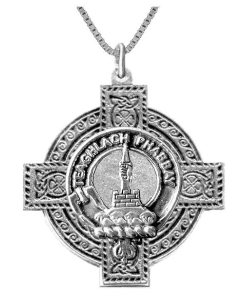 Morrison Clan Badge Celtic Cross Sterling Silver Clan Crest Pendant