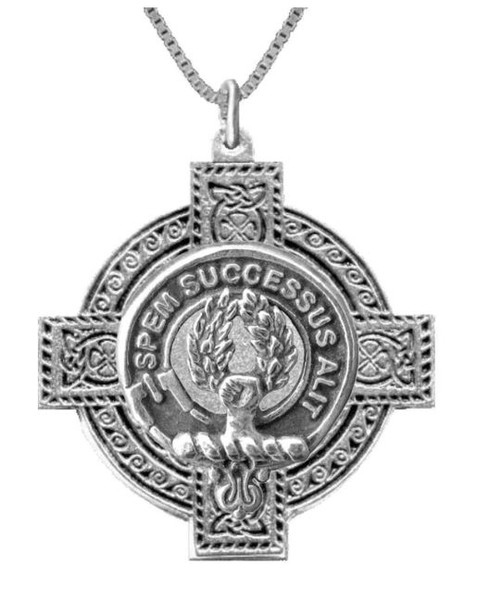 Ross Clan Badge Celtic Cross Stylish Pewter Clan Crest Pendant