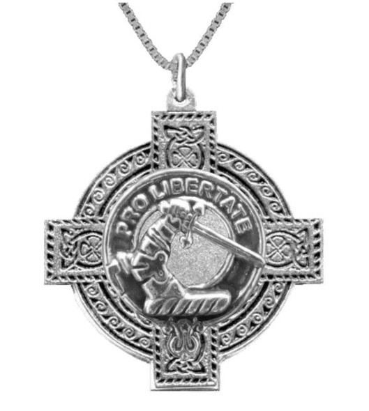 Wallace Clan Badge Celtic Cross Stylish Pewter Clan Crest Pendant