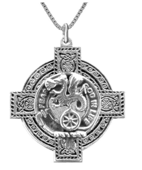 Somerville Clan Badge Celtic Cross Stylish Pewter Clan Crest Pendant