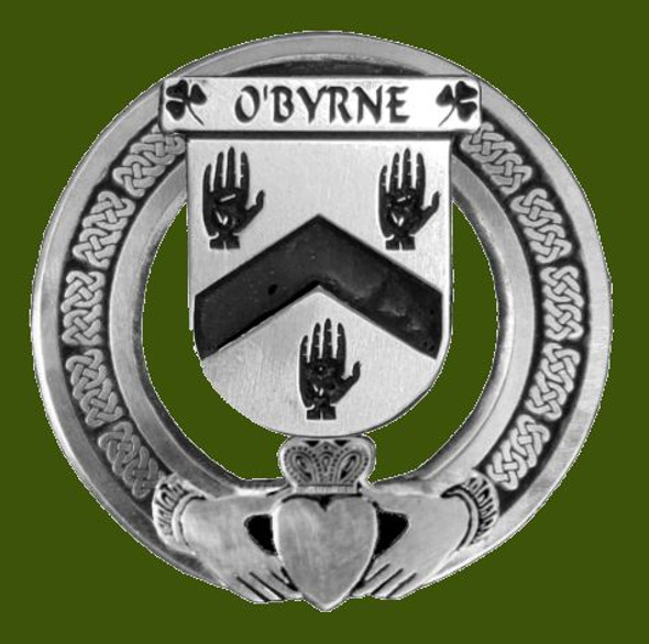 OByrne Irish Coat Of Arms Claddagh Stylish Pewter Family Crest Badge 