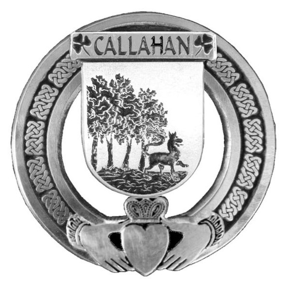 Callahan Irish Coat Of Arms Claddagh Sterling Silver Family Crest Badge 