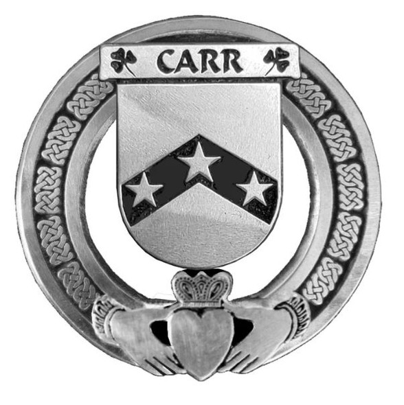 Carr Irish Coat Of Arms Claddagh Sterling Silver Family Crest Badge 