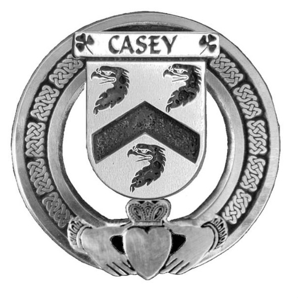Casey Irish Coat Of Arms Claddagh Sterling Silver Family Crest Badge 