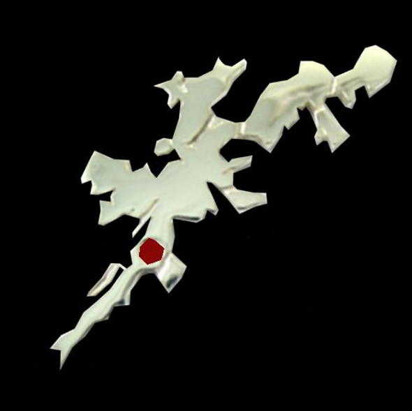 Shetland Isles Map Ruby Stone Large Sterling Silver Brooch