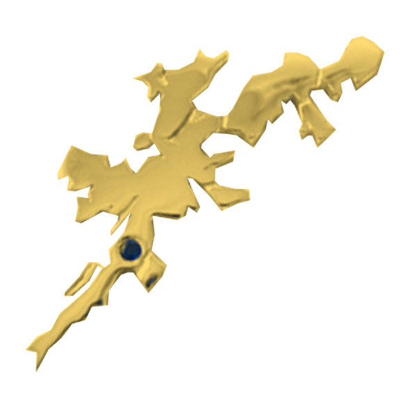 Shetland Isles Map Sapphire Stone Medium 9K Yellow Gold Brooch