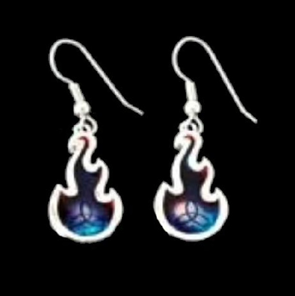 Celtic Fire Shetland Sea Enamelled Flame Sterling Silver Earrings