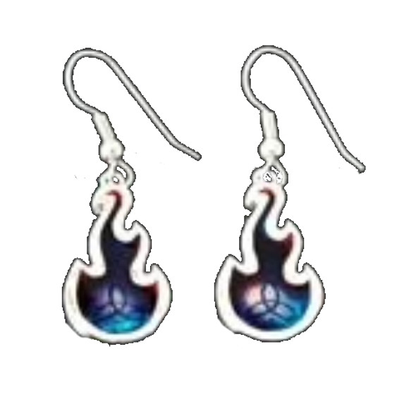 Celtic Fire Shetland Sea Enamelled Flame Sterling Silver Earrings