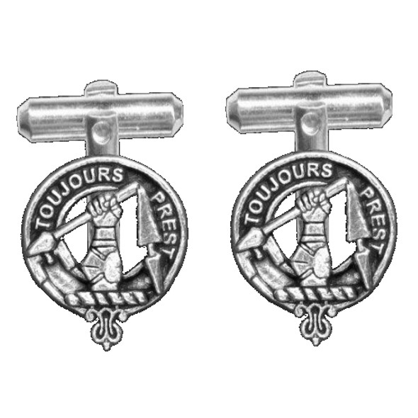 Carmichael Clan Badge Stylish Pewter Clan Crest Cufflinks