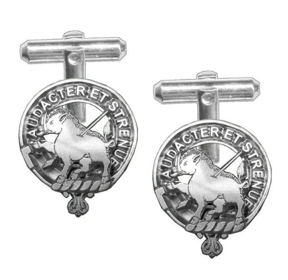 Pollock Clan Badge Stylish Pewter Clan Crest Cufflinks