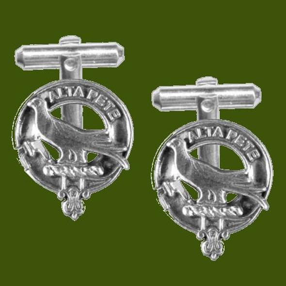 Glen Clan Badge Stylish Pewter Clan Crest Cufflinks