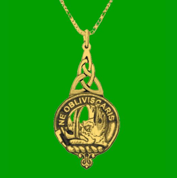Campbell Of Argyll Clan Badge 14K Yellow Gold Clan Crest Interlace Drop Pendant