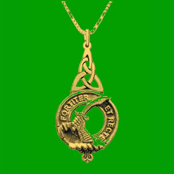 Elliot Clan Badge 14K Yellow Gold Clan Crest Interlace Drop Pendant