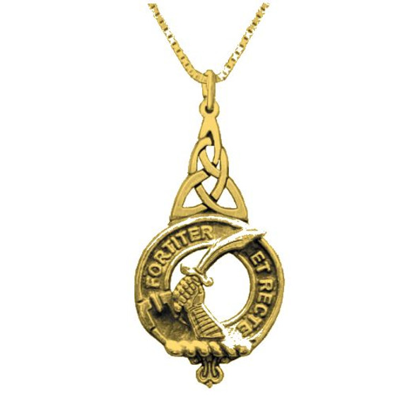 Elliot Clan Badge 14K Yellow Gold Clan Crest Interlace Drop Pendant