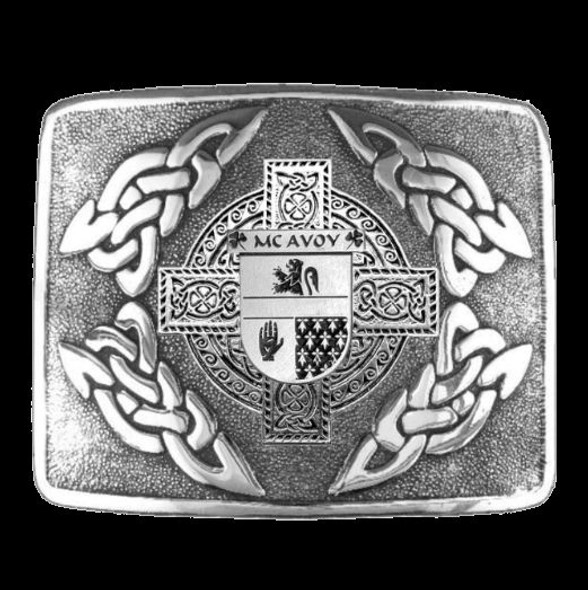 McAvoy Irish Badge Interlace Mens Sterling Silver Kilt Belt Buckle