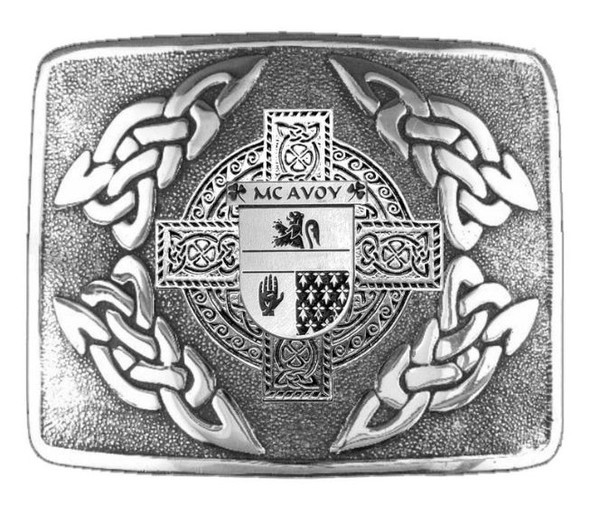 McAvoy Irish Badge Interlace Mens Sterling Silver Kilt Belt Buckle