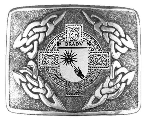 Brady Irish Badge Interlace Mens Sterling Silver Kilt Belt Buckle