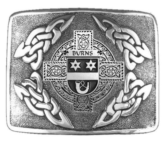 Burns Irish Badge Interlace Mens Sterling Silver Kilt Belt Buckle