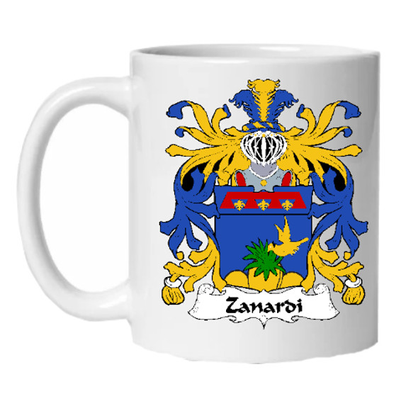 Zanardi Italian Coat of Arms Surname Double Sided Ceramic Mugs Set of 2