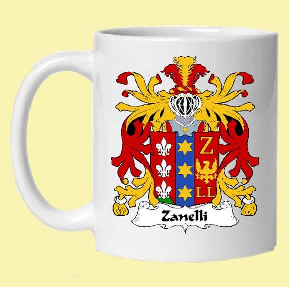 Zanelli Italian Coat of Arms Surname Double Sided Ceramic Mugs Set of 2