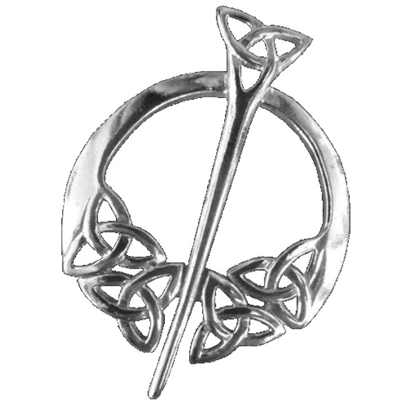 Triquetra Celtic Knotwork Sterling Silver Penannular Brooch