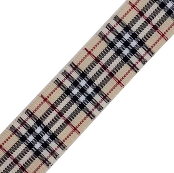 Blackberry Plaid Polyester Fabric Tartan Ribbon 25mm x 25 metres