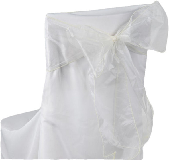 Ivory Organza Wedding Chair Sash Ribbon Bow Decorations x 100