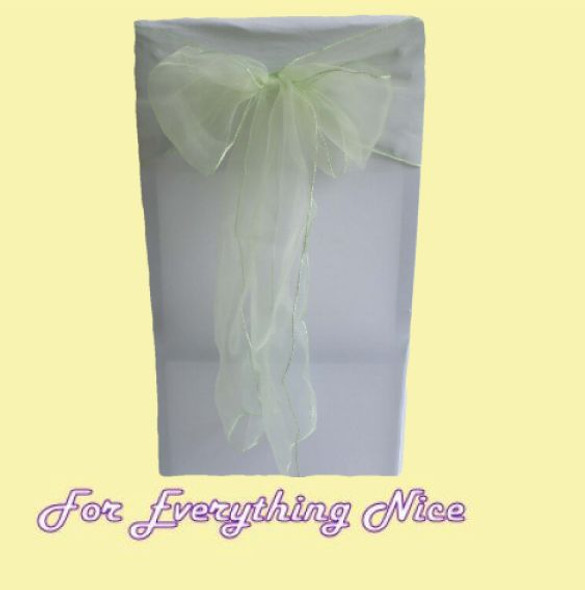 Pear Green Organza Wedding Chair Sash Ribbon Bow Decorations x 50