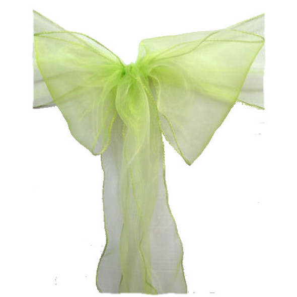 Sage Green Organza Wedding Chair Sash Ribbon Bow Decorations x 10