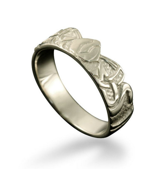 Three Nornes Norse Mythology Ladies 9K White Gold Ring Sizes R-Z