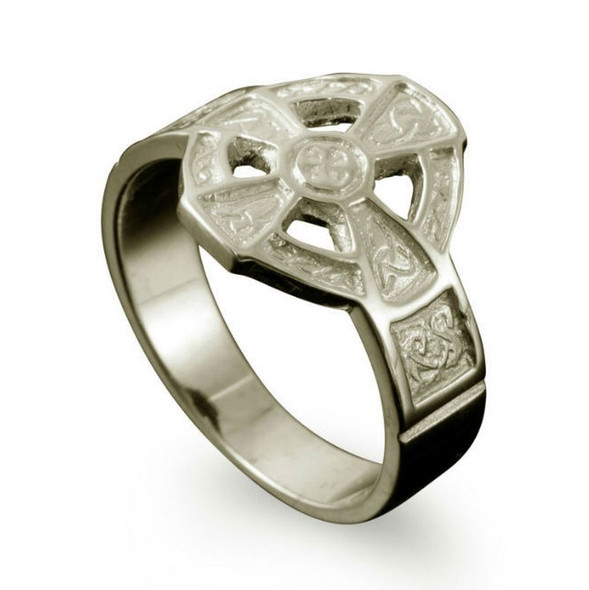 Hildasay Celtic Cross Mens Platinum Ring Sizes A-Q