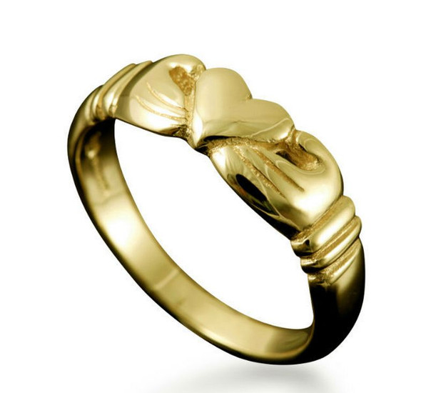 Claddagh Heart Design Ladies 18K Yellow Gold Ring Size R-Z