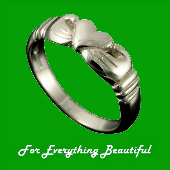 Claddagh Heart Design Ladies 9K White Gold Ring Size A-Q