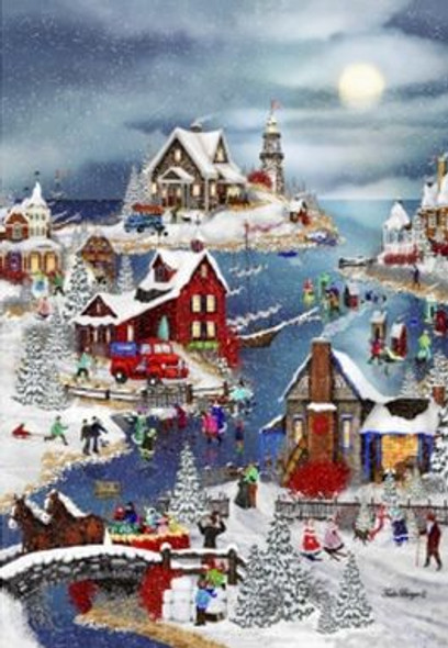 Winter At Big Fish Bay Christmas Themed Majestic Wooden Jigsaw Puzzle 1500 Pieces