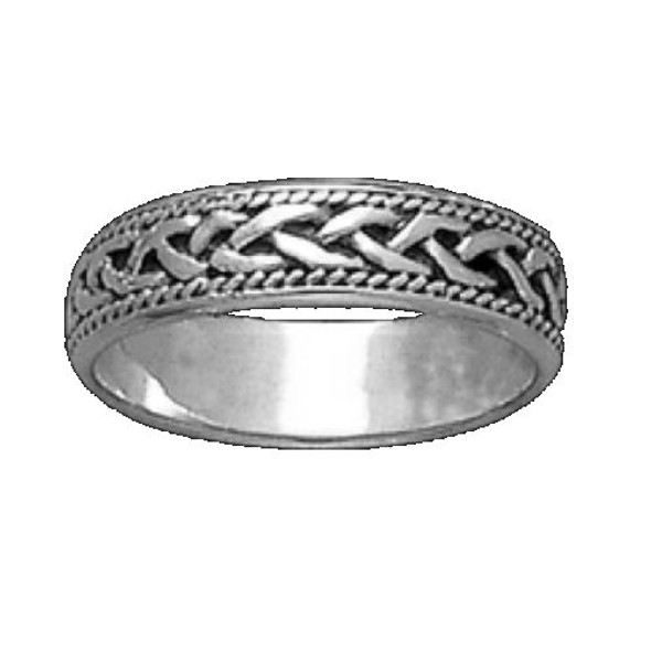 Celtic Interlinked Braided 10K White Gold Ladies Ring Wedding Band