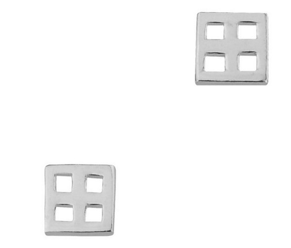 Mackintosh Square Motif Small Stud Sterling Silver Earrings
