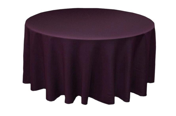 Eggplant Polyester Round Tablecloth Decorations 90 inches x 25