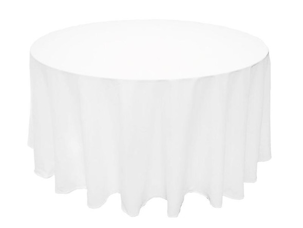 White Polyester Round Tablecloth Decorations 70 inches x 5