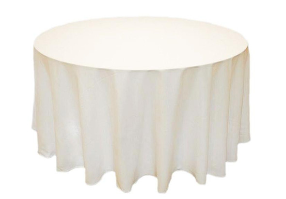 Ivory Polyester Round Tablecloth Decorations 70 inches x 25 For Hire