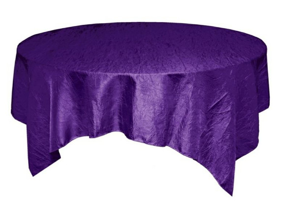 Deep Purple Taffeta Crinkle Table Overlay Decorations 72 inches x 5 For Hire