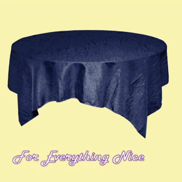 Navy Blue Taffeta Crinkle Table Overlay Decorations 72 inches x 10 For Hire