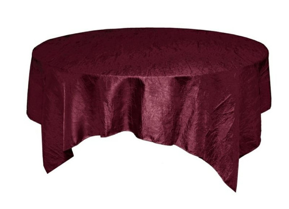 Burgundy Wine Taffeta Crinkle Table Overlay Decorations 72 inches x 25