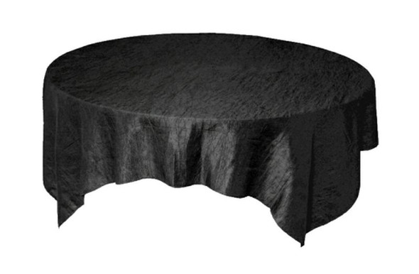 Black Taffeta Crinkle Table Overlay Decorations 72 inches x 25 For Hire