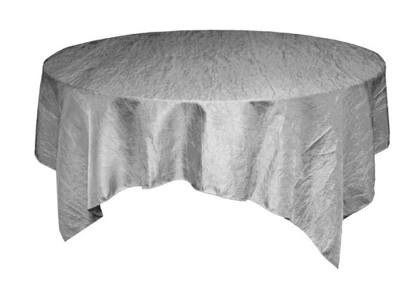 Silver Taffeta Crinkle Table Overlay Decorations 72 inches x 5 For Hire