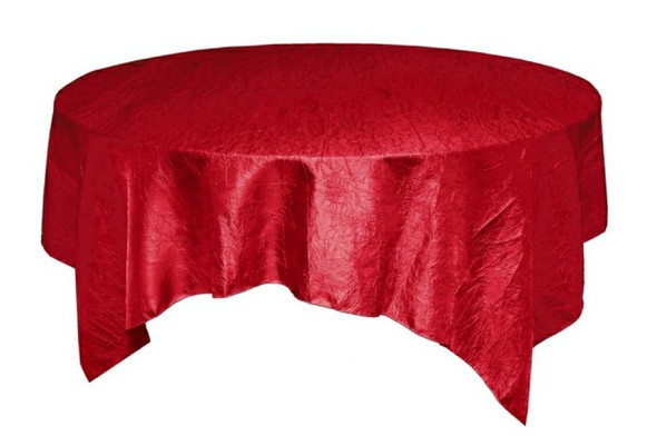 Scarlet Red Taffeta Crinkle Table Overlay Decorations 72 inches x 5