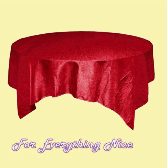 Scarlet Red Taffeta Crinkle Table Overlay Decorations 72 inches x 10 For Hire